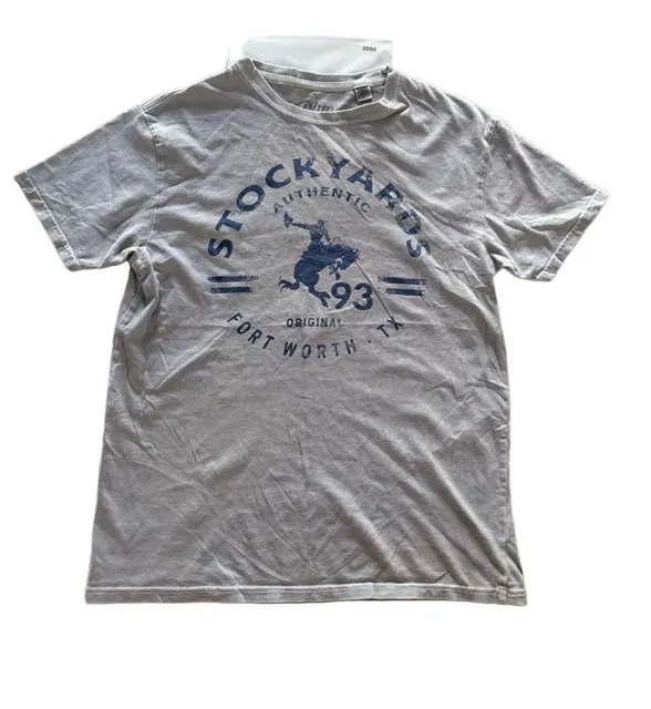Blue 84 Stockyards Fort Worth TX T-Shirt Size YOUTH L Gray Graphic Tee