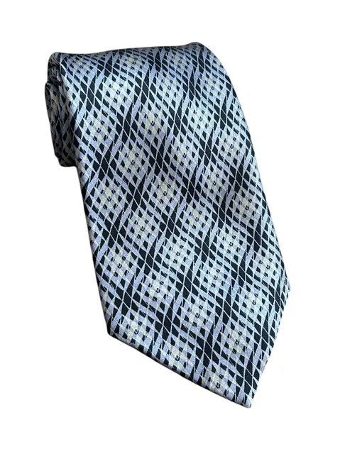 Salvatore Pellegrino Silk Necktie Geometric Pattern Blue