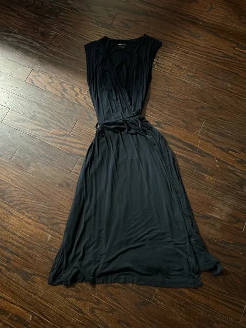 PrAna Wrap Dress Size XL Black Sleeveless V-Neck Midi
