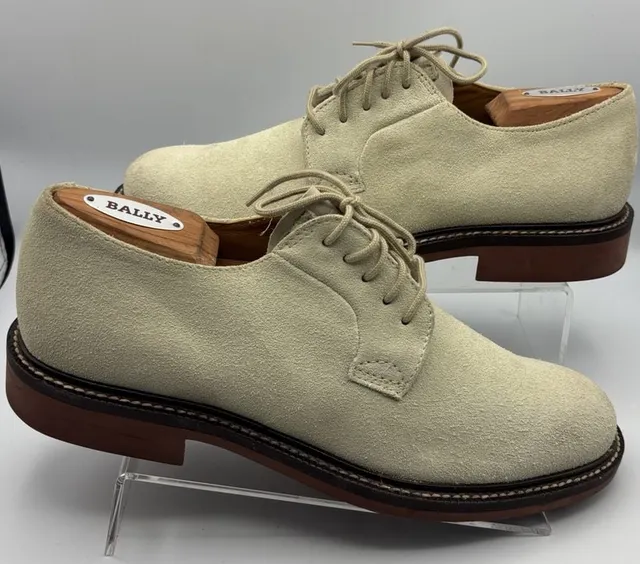 J. Crew Suede Derby Shoes Size 9 Beige Leather Made in Italy