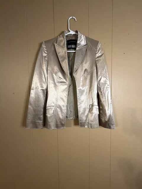 Mugler Bill Loya Metallic Gold Blazer Jacket