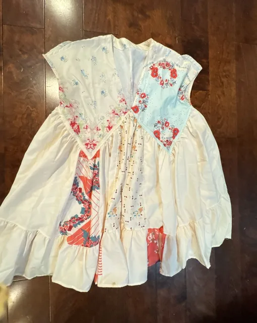 Free People Mended With Scarves Mini Dress Ivory Light Combo