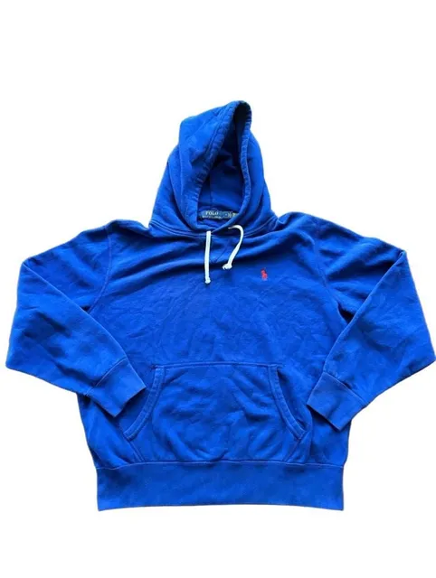 Polo Ralph Lauren Hoodie Size M Royal Blue Red Pony Fleece