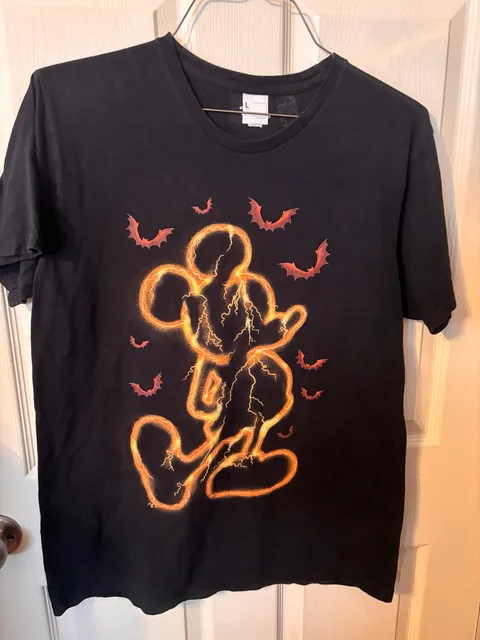 Disney Mickey Mouse Lightning Bats T-Shirt Size L Black