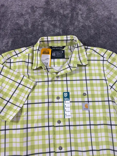 New Carhartt Force Sun Defender Short-Sleeve Plaid Shirt Size S
