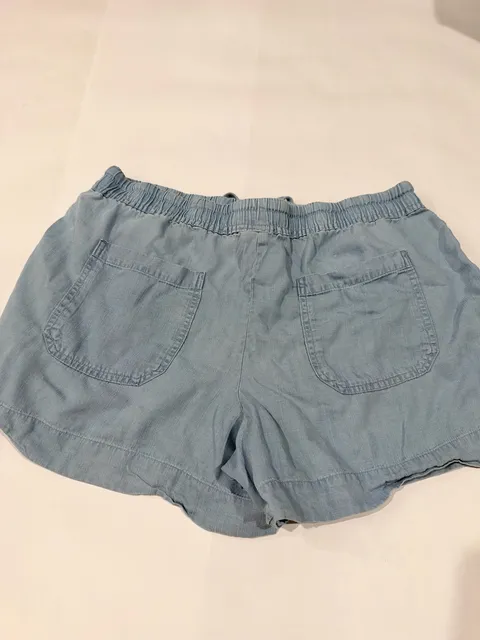 Hilary Radley Pull On Shorts Size L/G Blue Tencel Lyocell Drawstring Casual