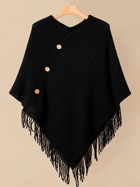 Anna-Kaci Womens Solid Knit Scarf Shawl Wrap with Fringe Hem Black