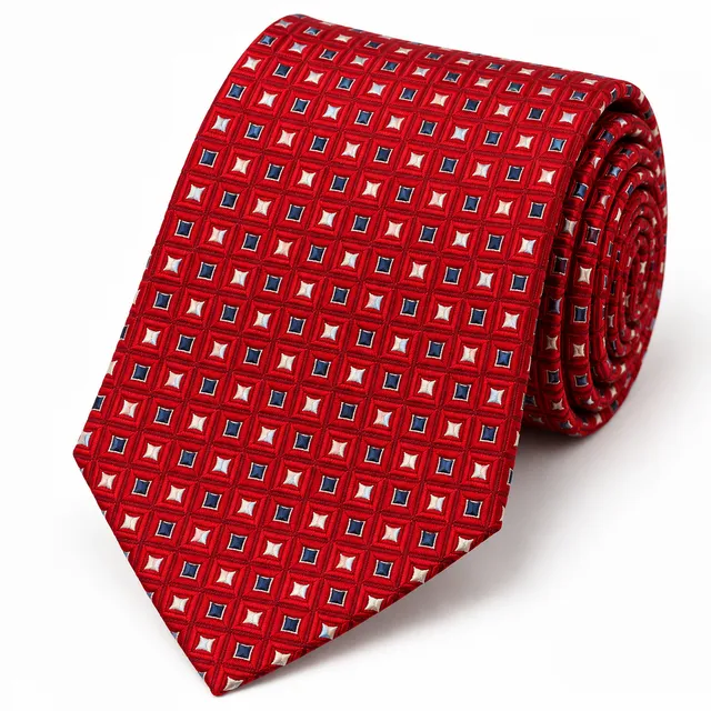 Tommy Hilfiger Red Silk Geometric Neck Tie