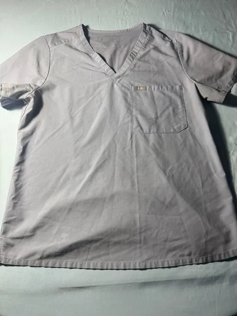 Figs Catarina Scrub Top Size L Gray V-Neck Pocket Medical