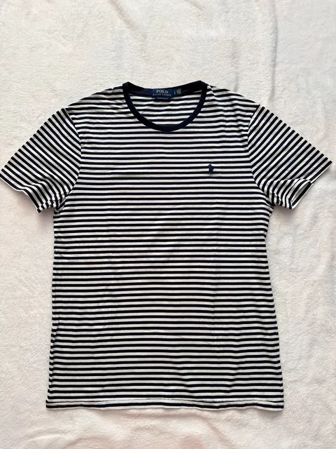 Polo Ralph Lauren Striped T-Shirt Size L Navy White Cotton