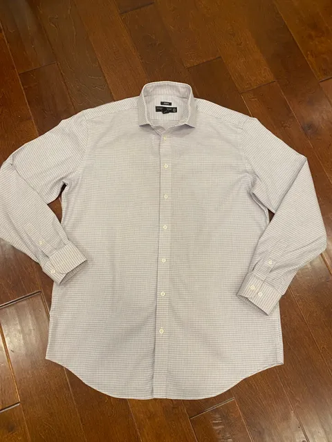 Pronto Uomo Dress Shirt Size 16.5 36/37 Tall Purple Micro Print Classic Fit