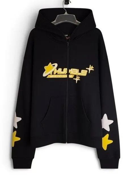 Humble Beginnings Star Zip-Up Hoodie Size XL Black