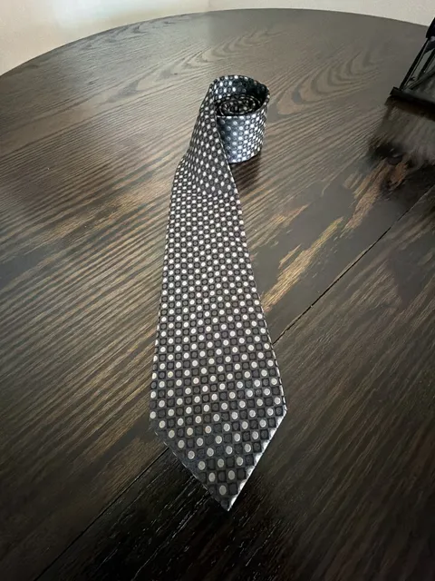 Unbranded Gray Geometric Dot Silk Necktie