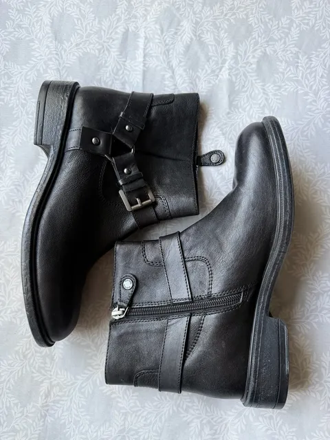 Geox Black Leather Moto Ankle Boots