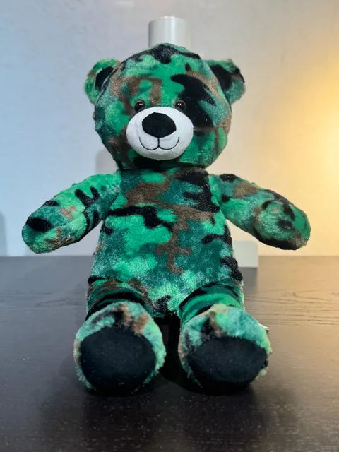 Build-A-Bear Workshop Green Camo Teddy Bear Stuffed Animal Plush