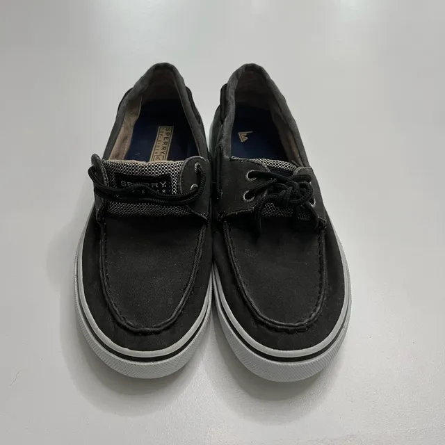Sperry Halyard 2-Eye Size 8.5 M Black Canvas Boat Shoes