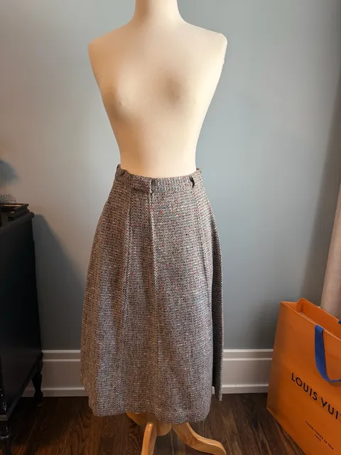 Summit Of Boston Vintage Tweed Wool Midi Skirt Multicolored Flecks