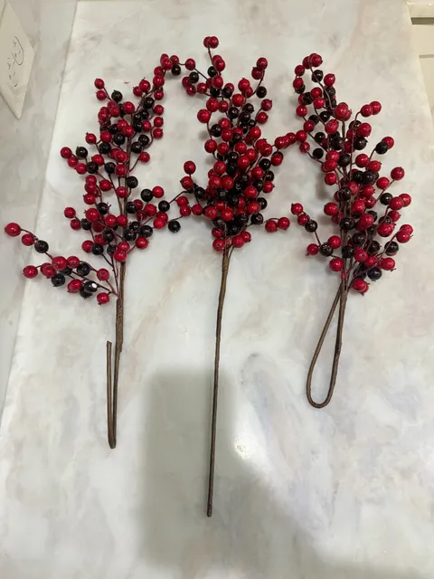 Red And Black Berry Stems Set Of 3