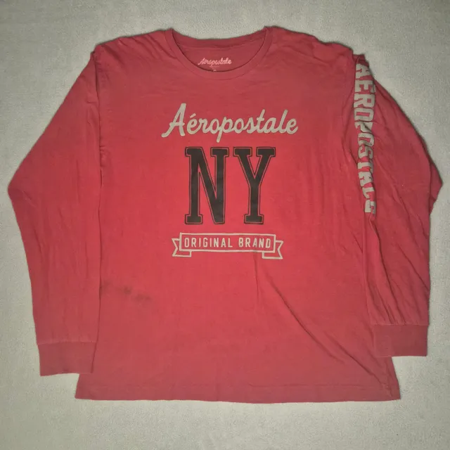 Aeropostale Long Sleeve graphic T-Shirt Size XL Red NY Original Brand