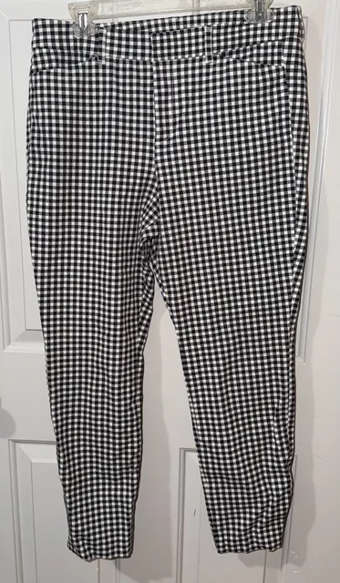 Old Navy High-Rise Pixie Skinny Pants Size 10 Black White Gingham Check