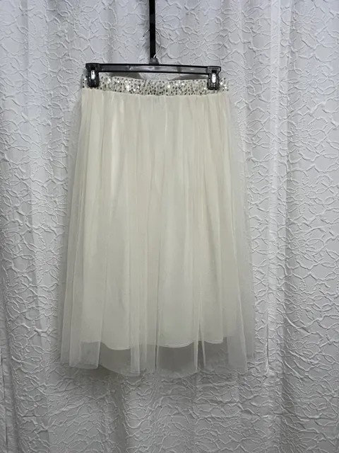 Vintage Y2K Metrowear Cream Tulle Fairycore Skirt Sequin Waistband Petite Large