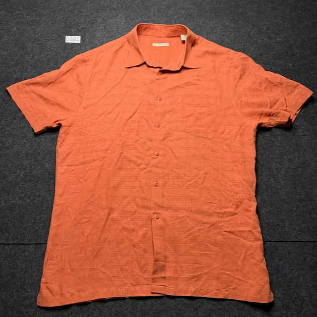 Age of Wisdom Button Down Shirt Size XL Orange Textured Short Sleeve Pocket