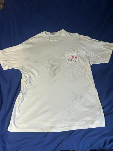 Hanes Vintage USA Olympics Pocket T-Shirt White XL