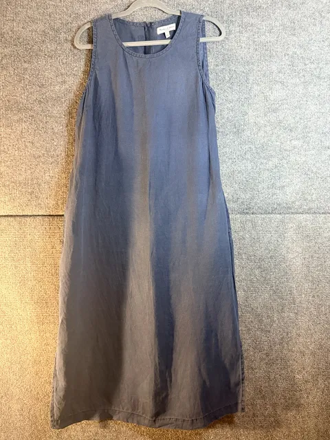 Michael Stars Midi Dress Size M Blue Linen Sleeveless