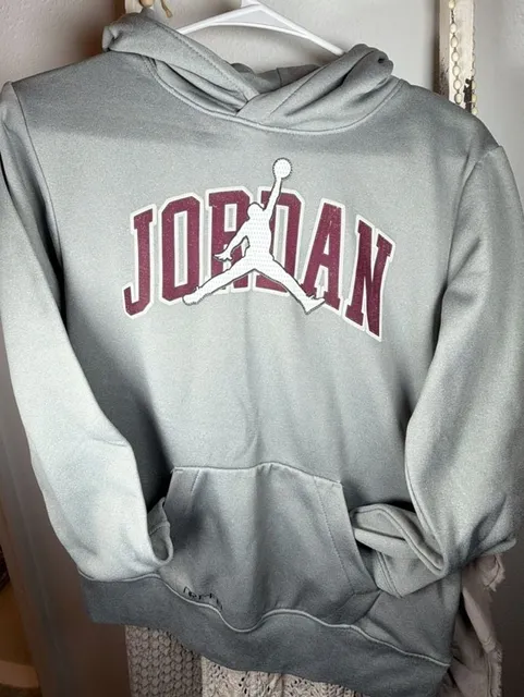 Jordan Dri-FIT Hoodie Size L 12-13Y Grey Pullover Sweatshirt