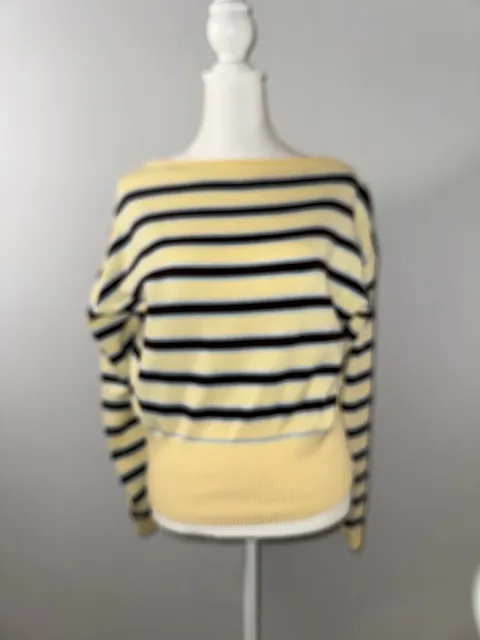 Vintage Forever 21 Striped Sweater Size L Yellow Blue Brown Long Sleeve