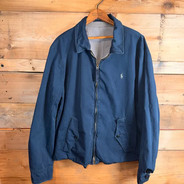 Vintage Polo by Ralph Lauren Reversible Jacket XL Blue Gray Cotton