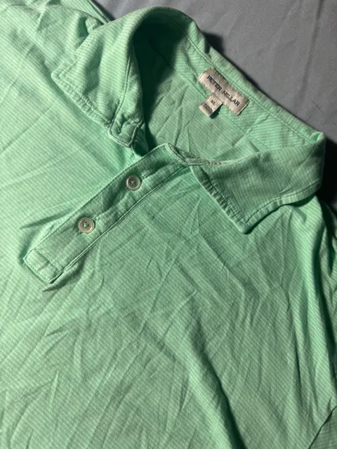 Peter Millar Polo Shirt Size XL Mint Green Striped