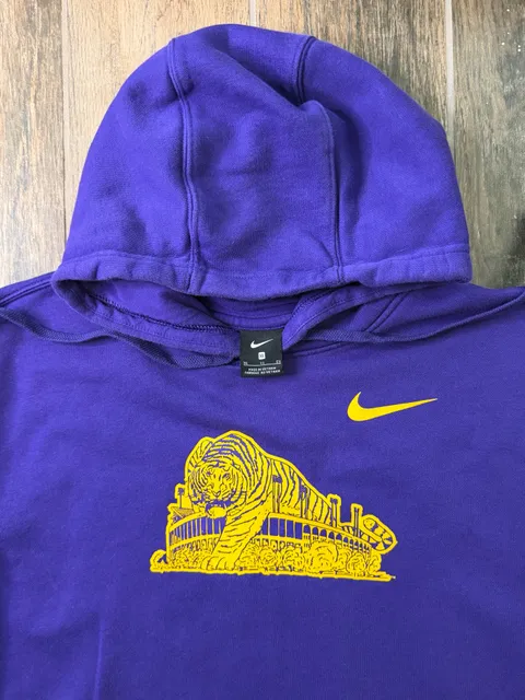 Nike LSU Tigers Vault Club Fleece Hoodie Size XL Purple Sweatshirt