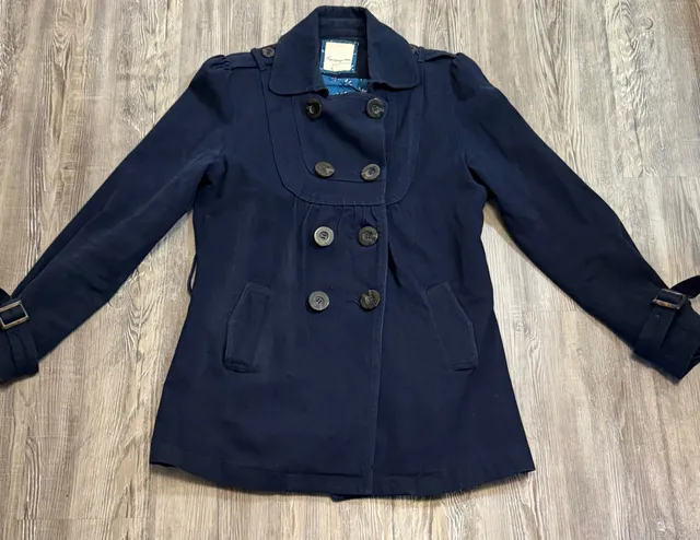 Heritage 1981 Peacoat Size M Blue Double Breasted Trench Jacket