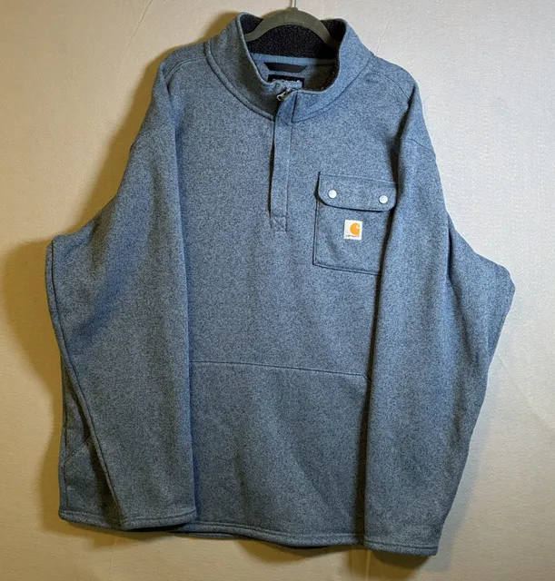 Carhartt 1/4-Zip Sweater Fleece Size 3XL Tall Blue Relaxed Fit
