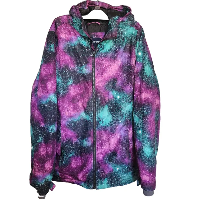 Lands' End Kids Winter Jacket Size XL Galaxy Print Hooded Insulated