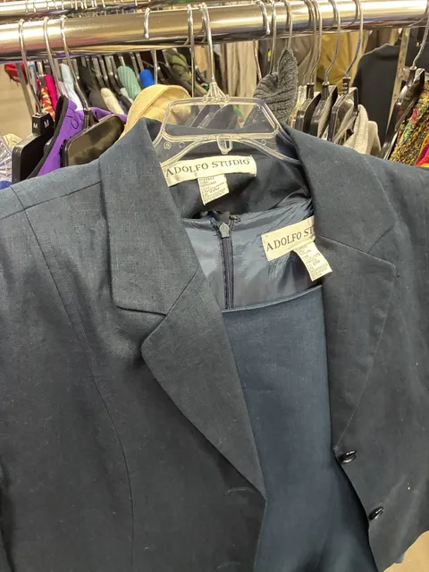 Adolfo Studio Blazer Dress Suit Set Size 20W Blue Linen