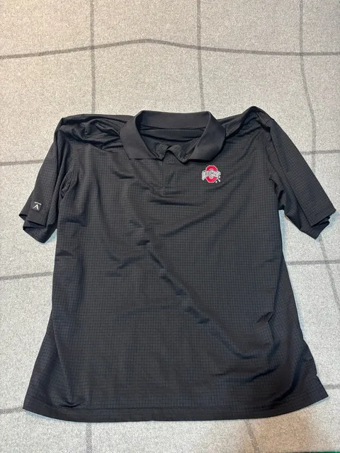 Antigua Ohio State Buckeyes Polo Shirt Black Jacquard