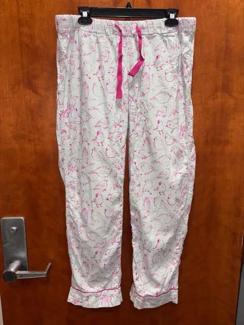 J.Crew Pajama Pants Size M White Pink Bird Print Sleepwear Lounge