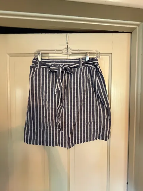 Just Living Striped Skirt Size S Blue White Tie Front