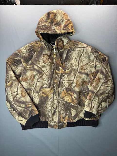 Vintage Carhartt J143 CMO Realtree Hardwoods Camo Thermal-Lined Jacket Mens 2XL