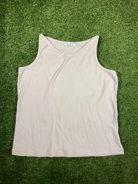 Paper Crane Waffle Knit Tank Top Size Large Beige