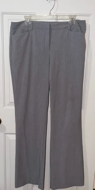 New York & Company Stretch Pants Size 12 Tall Gray Dress Trousers