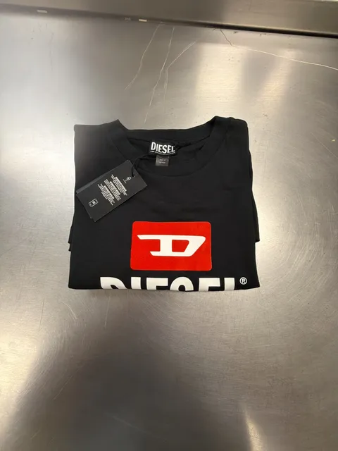 Diesel T-Just New D Logo Flock Off T-Shirt Size L Black