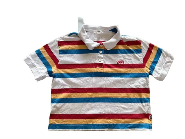 Vans Striped Polo Shirt Multi Color Short Sleeve