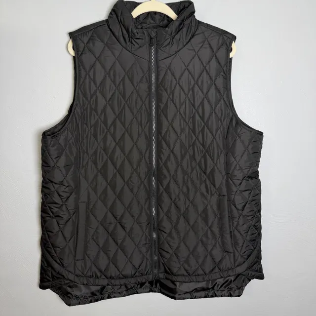Maurices Quilted Vest Size 2X Black Full Zip Up Puffer