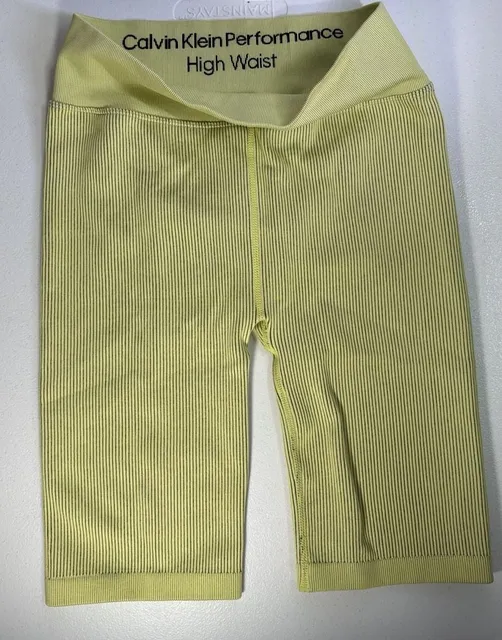Calvin Klein Performance High Waist Biker Shorts Yellow