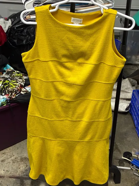 En Focus Studio Dress Size 12 Ceylon Yellow Textured Sleeveless
