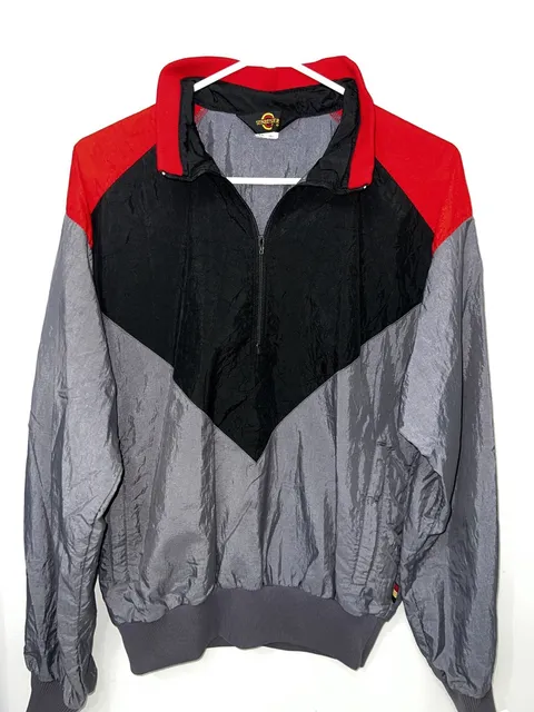 Vintage Sunbuster Windbreaker Red/black/grey Size Small