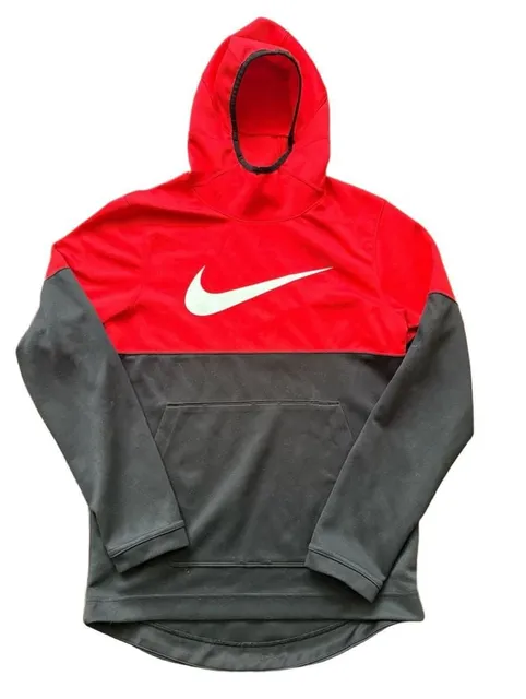 Nike Dri-Fit Hoodie Size S Red Black Pullover Sweatshirt